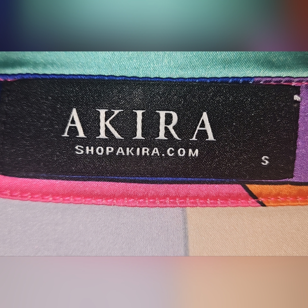 AKIRA Multicolored 70s Inspired Blouse Groovy Funky Rainbow Hippie Boho Small - Picture 4 of 5